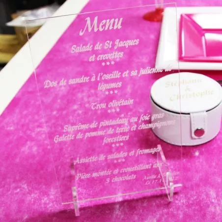 Menu gravé plexi Menu gravé plexi