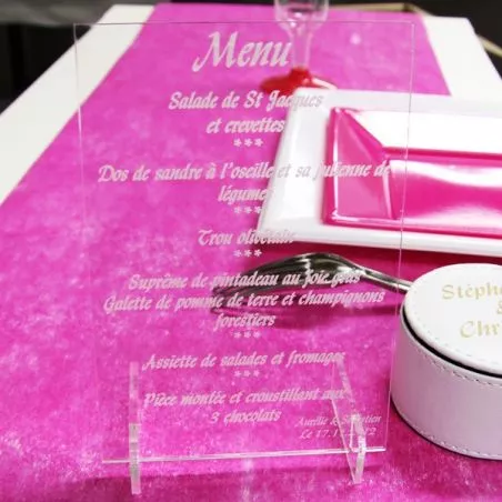 Menu gravé plexi Menu gravé plexi