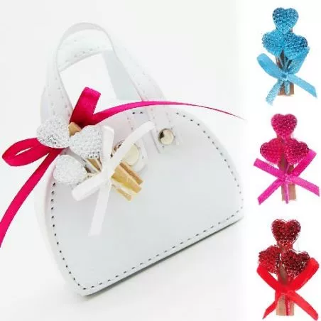 Pince décorative Coeur cristal X10 Pince décorative Coeur cristal X10