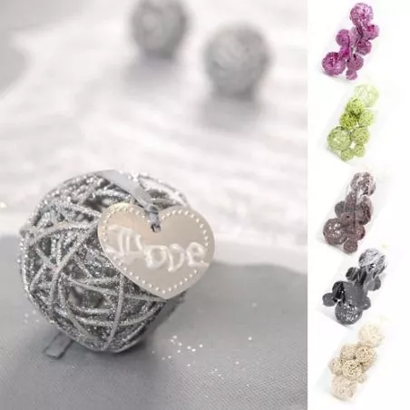 Boule rotin déco de table assortiment X10 Boule rotin déco de table assortiment X10