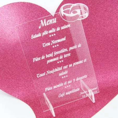 Menu gravé mariage Alliance Menu gravé mariage Alliance