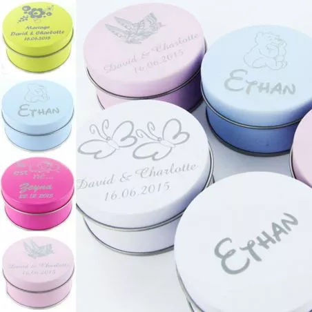 Boîtes à dragées personnalisées Ronde Boîtes à dragées personnalisées Ronde