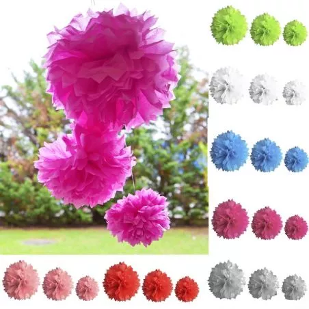 Boule pompon papier de Soie (lot de 3) Boule pompon papier de Soie (lot de 3)
