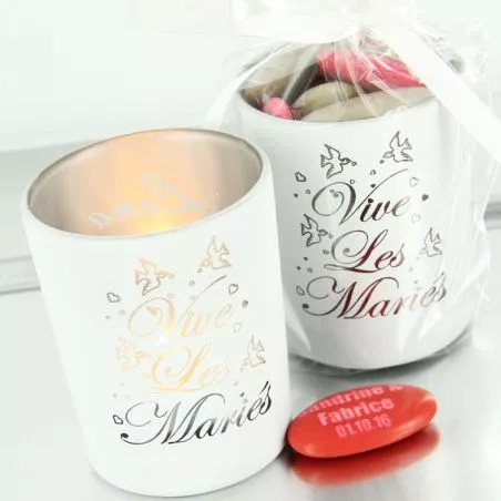 Porte bougie vive les mariés Porte bougie vive les mariés
