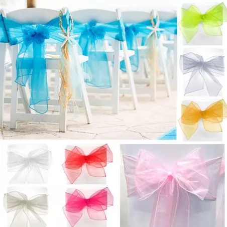 Noeud housse de chaise mariage tissu Organza Noeud housse de chaise mariage tissu Organza