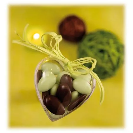 Coeur à dragées plastique transparent Coeur à dragées plastique transparent