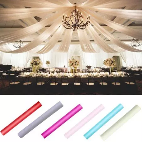 Tenture salle mariage en Tulle 25m x 80cm Tenture salle mariage en Tulle 25m x 80cm