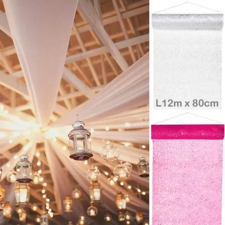 Tenture mariage tulle Pailleté 12m x 80cm Tenture mariage tulle Pailleté 12m x 80cm