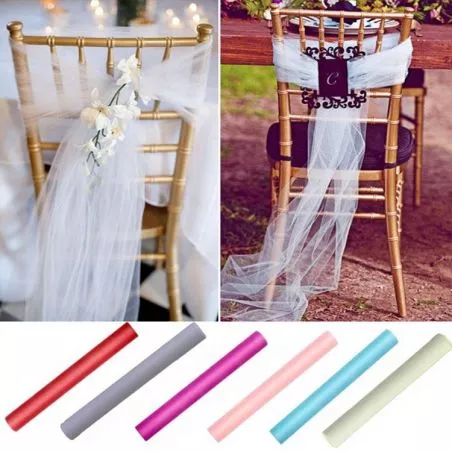 Noeud de chaise mariage en Tulle (80cm x 25m) Noeud de chaise mariage en Tulle (80cm x 25m)