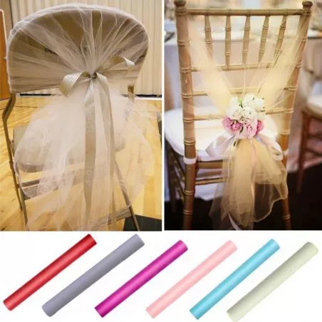 Noeud de chaise mariage en Tulle (80cm x 25m) Noeud de chaise mariage en Tulle (80cm x 25m)