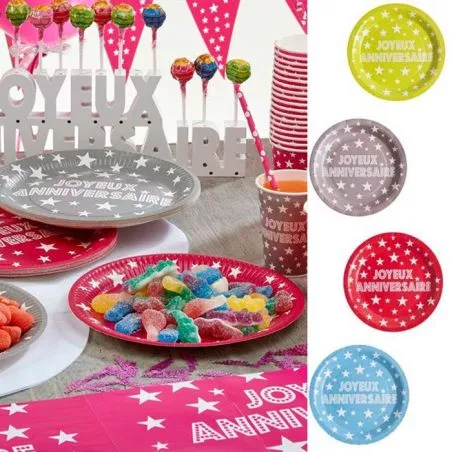 Vaisselle jetable - Assiette Anniversaire X10 Vaisselle jetable - Assiette Anniversaire X10