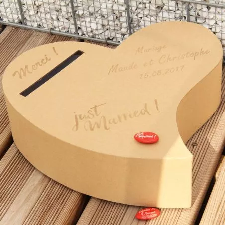 Urne personnalisée mariage - Coeur Kraft Urne personnalisée mariage - Coeur Kraft