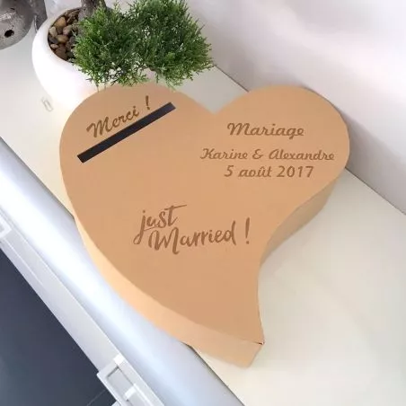 Urne personnalisée mariage - Coeur Kraft Urne personnalisée mariage - Coeur Kraft