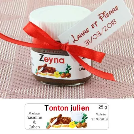 Marque place Étiquette pot de NUTELLA Marque place Étiquette pot de NUTELLA