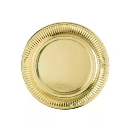 Assiette jetable Ø23cm Ronde (lot 8) - Dorée Assiette jetable Ø23cm Ronde (lot 8) - Dorée