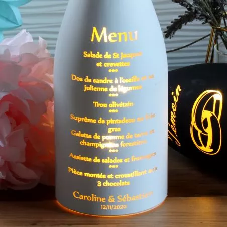 Menu Bouteille lumineuse Personnalisée Menu Bouteille lumineuse Personnalisée