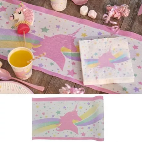 Chemin table anniversaire licorne - Coton Chemin table anniversaire licorne - Coton