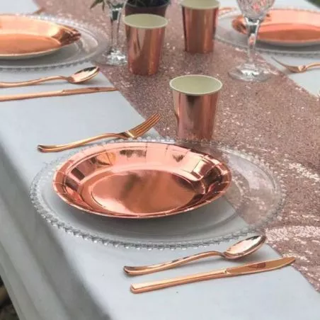 Assiette jetable Ø23cm Ronde (lot 6) - Rose Gold Assiette jetable Ø23cm Ronde (lot 6) - Rose Gold