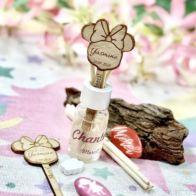 Mini Diffuseur personnalisé bapteme Bâtonnet Forme Minnie Mini Diffuseur personnalisé bapteme Bâtonnet Forme Minnie