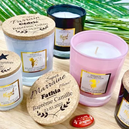 Bougie Personnalisée parfumée Parrain Marraine Bougie Personnalisée parfumée Parrain Marraine