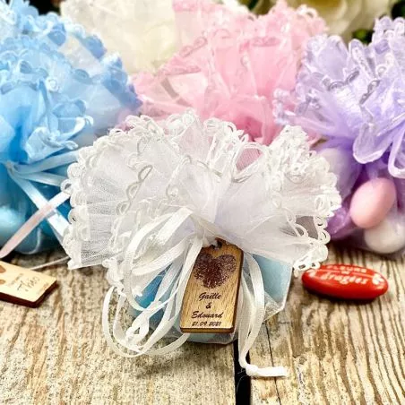Bourse dragées Pompon avec Tiret rapide (12pcs) Bourse dragées Pompon avec Tiret rapide (12pcs)