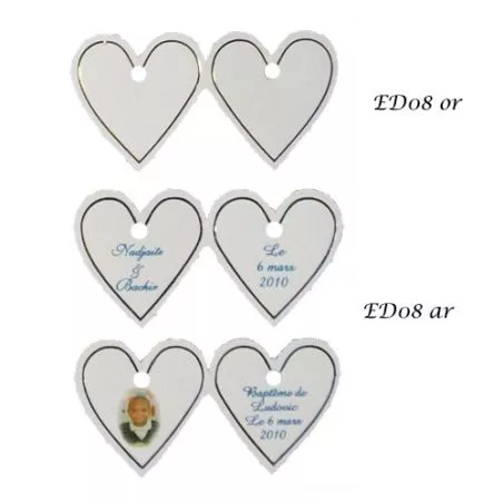 Etiquettes à dragées coeur X20 ED08 Etiquettes à dragées coeur X20 ED08