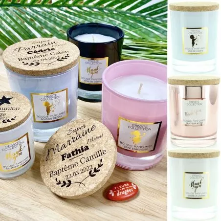 Bougie Personnalisée parfumée Parrain Marraine Bougie Personnalisée parfumée Parrain Marraine