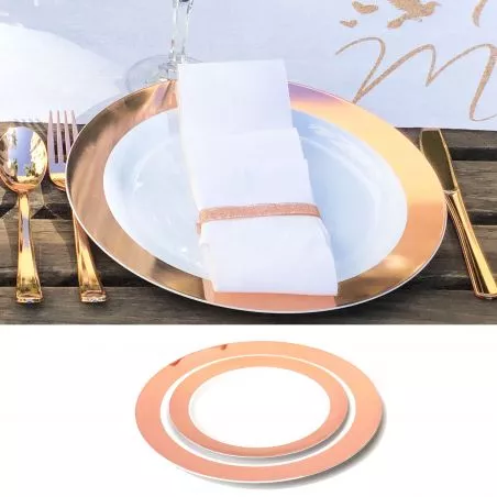 Assiette réutilisable métallisé ROSE GOLD DAYTONA (lot de 6) Assiette réutilisable métallisé ROSE GOLD DAYTONA (lot de 6)