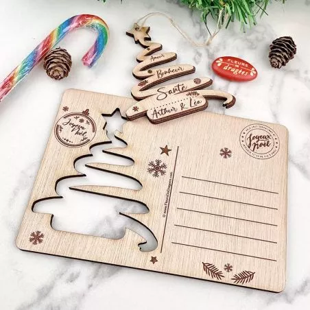Carte de noël 3d bois - Sapin magique Personnalisé Carte de noël 3d bois - Sapin magique Personnalisé