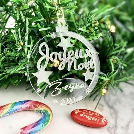 Boule de noël personnalisée Plexi - Joyeux noël Boule de noël personnalisée Plexi - Joyeux noël