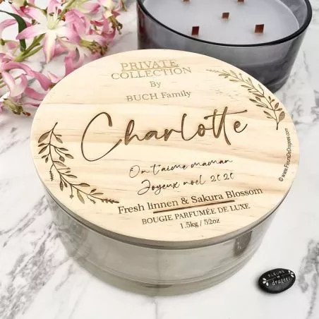 Bougie parfumée de luxe XXL "5mèche bois" 2,4kg - Personnalisée Bougie parfumée de luxe XXL "5mèche bois" 2,4kg - Personnalisée