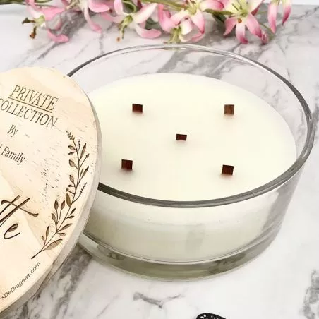 Bougie parfumée de luxe XXL "5mèche bois" 2,4kg - Personnalisée Bougie parfumée de luxe XXL "5mèche bois" 2,4kg - Personnalisée