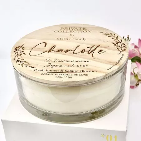 Bougie parfumée de luxe XXL "5mèche bois" 2,4kg - Personnalisée Bougie parfumée de luxe XXL "5mèche bois" 2,4kg - Personnalisée