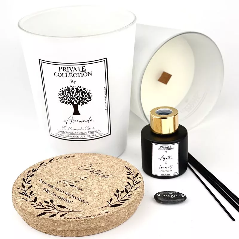 Bougie parfumée personnalisée XL "Private Collection By" 1,5kg- Blanche Bougie parfumée personnalisée XL "Private Collection By" 1,5kg- Blanche