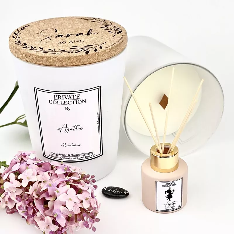 Bougie parfumée personnalisée XL "Private Collection By" 1,5kg- Blanche Bougie parfumée personnalisée XL "Private Collection By" 1,5kg- Blanche