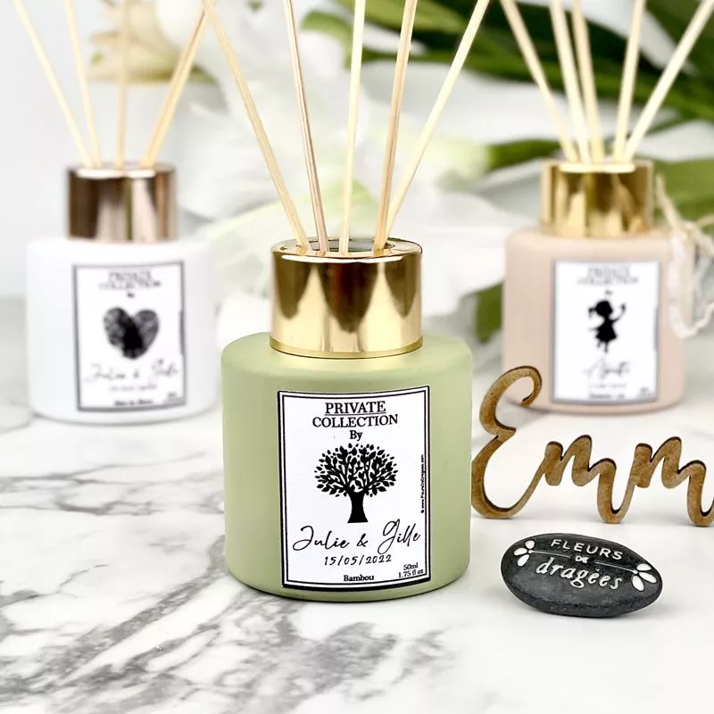 Diffuseur parfum personnalisé bâtonnet (6psc) 50ml - Vert Provence Diffuseur parfum personnalisé bâtonnet (6psc) 50ml - Vert Provence