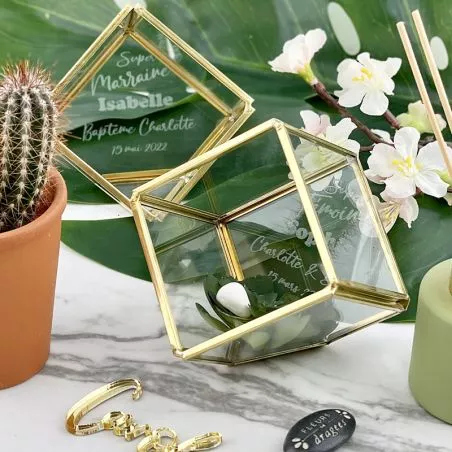 Cadeau original témoin -Terrarium personnalisé Prisme Cadeau original témoin -Terrarium personnalisé Prisme
