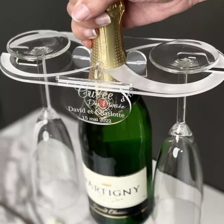 Support 2 flûtes champagne pour Bouteille - Infini Support 2 flûtes champagne pour Bouteille - Infini