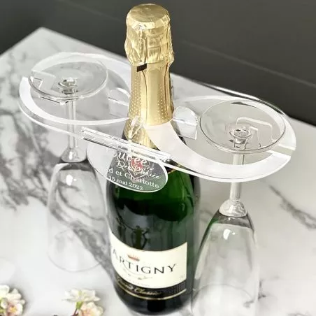 Support 2 flûtes champagne pour Bouteille - Infini Support 2 flûtes champagne pour Bouteille - Infini