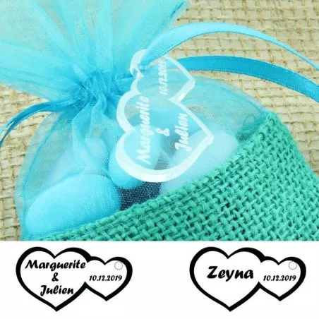 Etiquettes dragées Plexi Coeur Etiquettes dragées Plexi Coeur