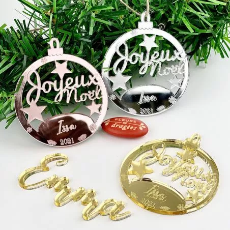 Boule noël personnalisée Miroir - Joyeux Noël Boule noël personnalisée Miroir - Joyeux Noël