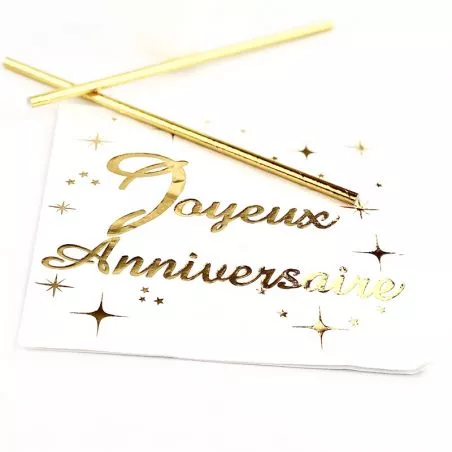 Serviette Joyeux Anniversaire Or (20 pièces) Serviette Joyeux Anniversaire Or (20 pièces)