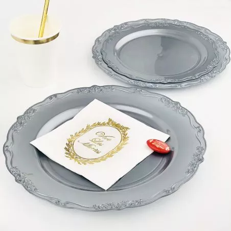 Set 30 Assiette réutilisable Manathan - Gris Set 30 Assiette réutilisable Manathan - Gris