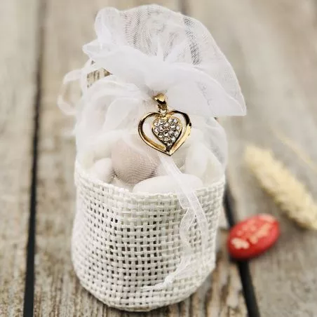 12 Pendentif charm strass Cœur - Or 12 Pendentif charm strass Cœur - Or