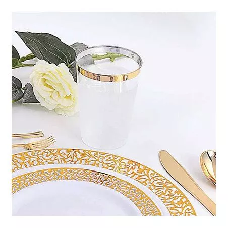 Verre Cristal réutilisable Liseré Or - 6 Pièces Verre Cristal réutilisable Liseré Or - 6 Pièces