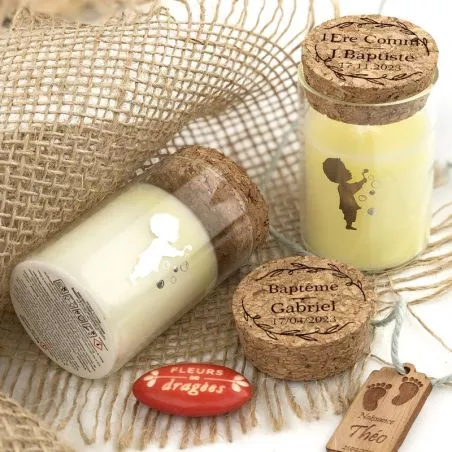 Bougie parfumée Eprouvette bapteme garçon Bougie parfumée Eprouvette bapteme garçon