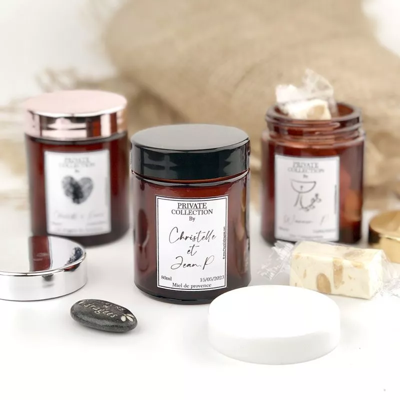 12 pot rond avec couvercle ambre 80ml Personnalisée - Déstockage 12 pot rond avec couvercle ambre 80ml Personnalisée - Déstockage