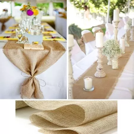 Chemin de table toile de jute Pas cher - Arrivage Chemin de table toile de jute Pas cher - Arrivage