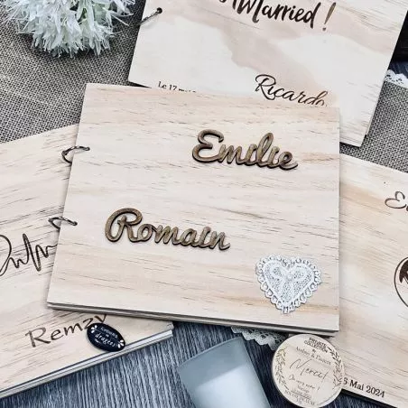 Livre d'or Bois mariage vierge Scrapbooking Livre d'or Bois mariage vierge Scrapbooking