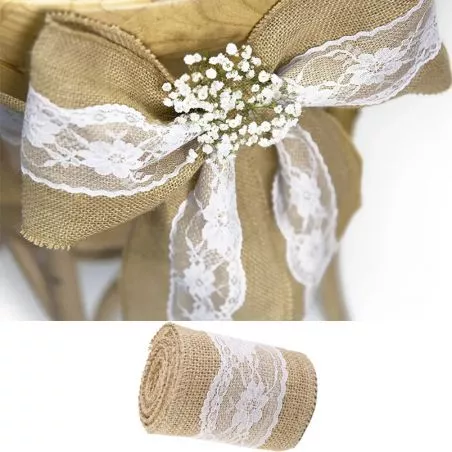 Rouleau Jute et Dentelle 10cm x 3m Rouleau Jute et Dentelle 10cm x 3m
